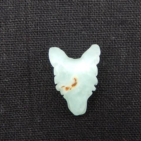 Natural Chrysoprase Carved wolf head Pendant Bead 23x17x9mm, 3.0g