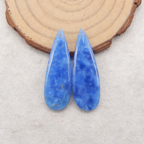 Blue Onyx Teardrop Gemstone  Earring Beads,Fashion Earring Pair,Jewelry DIY Making,39x13x4mm,6.2g