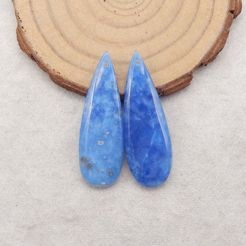 Blue Onyx Teardrop Gemstone  Earring Beads,Fashion Earring Pair,Jewelry DIY Making,39x13x4mm,6.2g