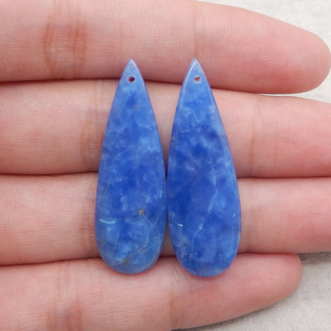 Blue Onyx Teardrop Gemstone  Earring Beads,Fashion Earring Pair,Jewelry DIY Making,39x13x4mm,6.2g