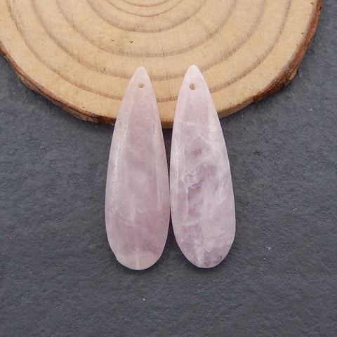 Natural  Rose Quartz Earring Beads,Handmade Gemstone Earring pair,Gemstones For Jewelry Making,36x11x4mm,6.4g