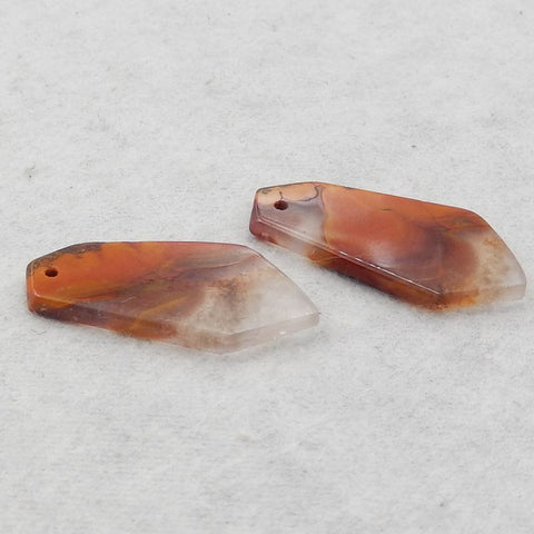 Natural Warring States Red Agate Earring Beads 26*14*3mm, 4.4g