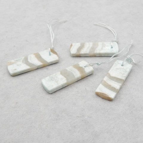 4 PCS Natural Hemimorphite Pendant Beads 33*11*2mm, 34*12*3mm, 12.3g