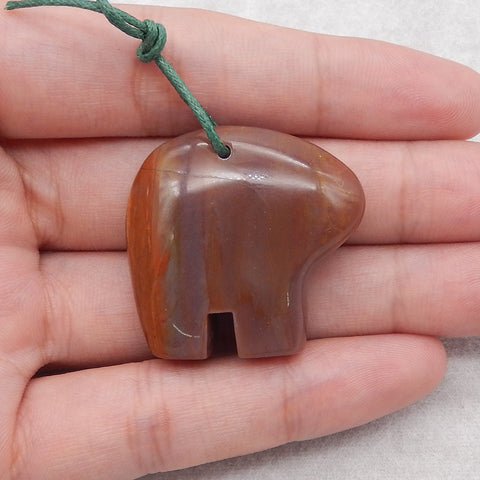 Natural Agate Gemstone Pendant Bead, Drilled Gemstone Pendant,Handmade Pendant Gift, 53x33×10mm, 21.6g