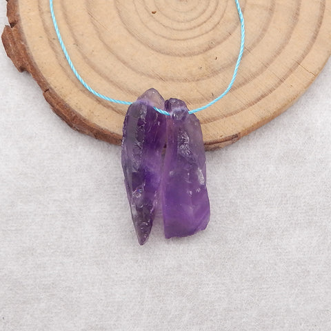 Nugget (Rough Side) Natural Amethyst Earring Beads,28x8x7mm, 4.3g