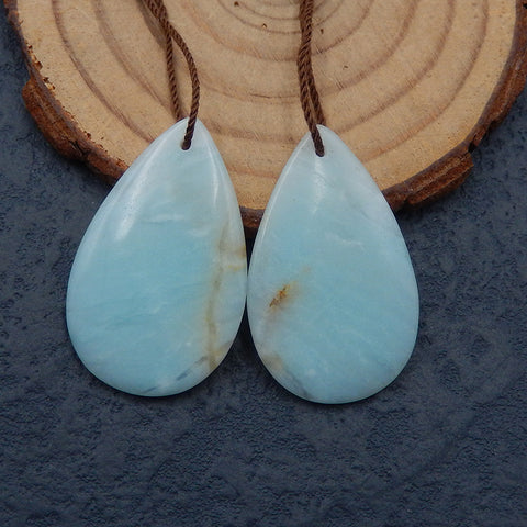 Paire de Boucles d'Oreilles Percées en Amazonite Naturelle, 32X20X5mm, 10g