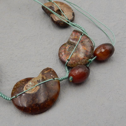 Natural Ammonite Fossil Pendant Beads for Necklace