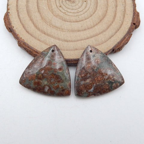 Natural Rhyolite Bird’s Eye Jasper Earring Beads 22x22x5mm, 6.6g