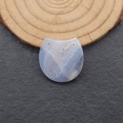 Natural Blue Lace Agate Double Hole Pendant Bead