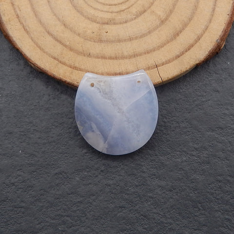 Natural Blue Lace Agate Double Hole Pendant Bead