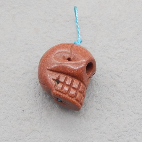 Red Sand Stone Carved skull Pendant Bead 24*21*17mm, 12.1g