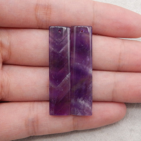 Natural Stone Amethyst Earring Beads, Drilled Earrings For Jewelry DIY Making, Purple Stone Earrings, 41x10x3mm, 5.6g