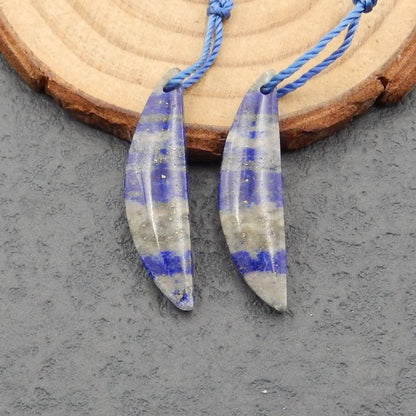 Paire de boucles d'oreilles en pierres précieuses de lapis-lazuli naturel, 31 x 8 x 3 mm, 3,48 g