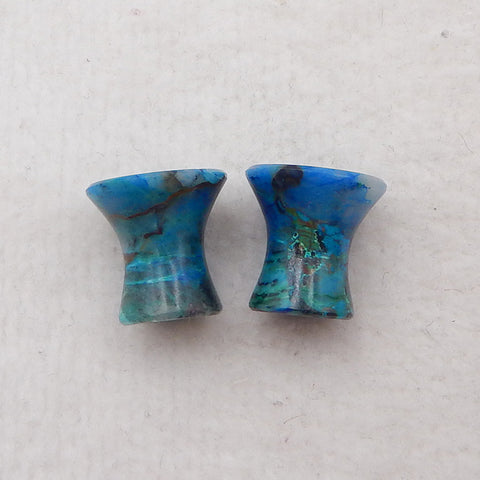 10mm Chrysocolla Ear Tunnels With 5mm Hole, 13 Thickness, Mayan Flare