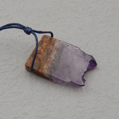 Natural Amethyst Pendant Bead 28*23*5mm, 8.2g