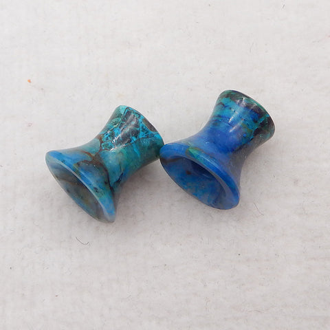 10mm Chrysocolla Ear Tunnels With 5mm Hole, 13 Thickness, Mayan Flare