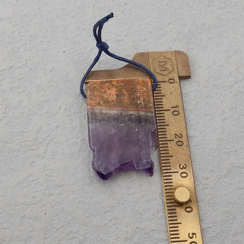 Natural Amethyst Pendant Bead 28*23*5mm, 8.2g