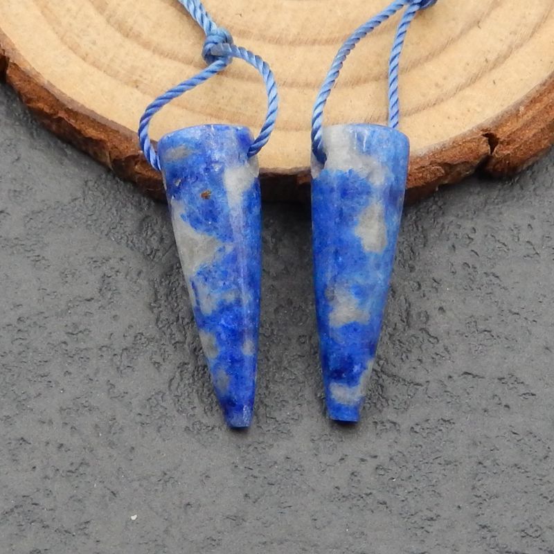Paire de boucles d'oreilles en pierres précieuses de lapis-lazuli naturel, 25x8 mm, 4,5 g