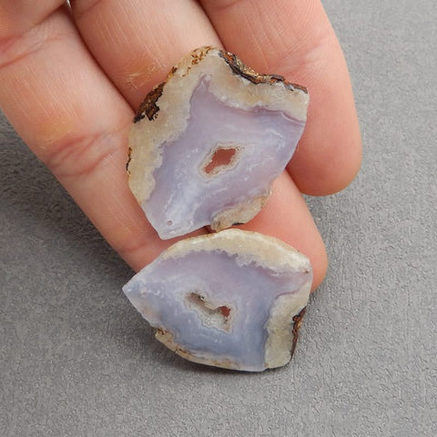 Natural Blue Lace Agate Earring Beads 38x24x2mm, 6.9g