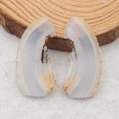 Natural Blue Lace Agate Earring Beads 38*19*3mm, 7.3g