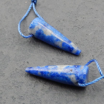 Paire de boucles d'oreilles en pierres précieuses de lapis-lazuli naturel, 25x8 mm, 4,5 g