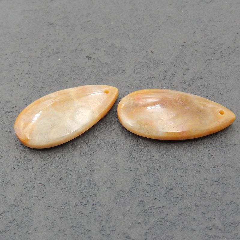 Paire de boucles d'oreilles en pierres précieuses de corail indonésien naturel, 30x15x5 mm, 7,33 g