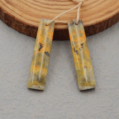 Natural BumbleBee Jasper Earring Beads 30-45mm, long rectangle