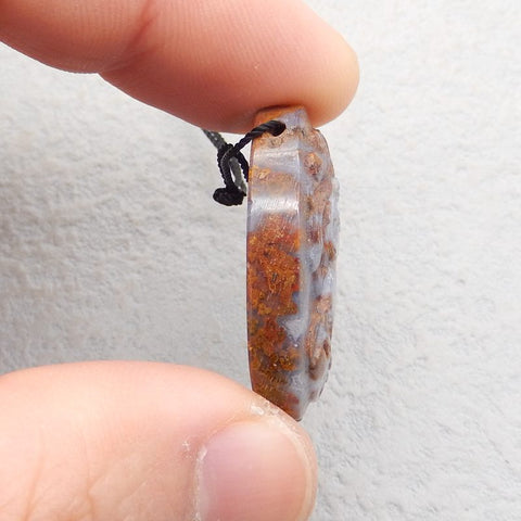 Natural Ocean Jasper Carved lady Pendant Bead 31*22*8mm, 9.4g