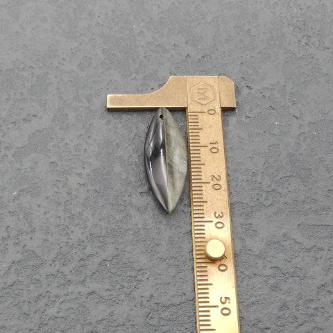 Intarsia of Labradorite and Obsidian Earring Bead 29x11x5mm, 4.2g