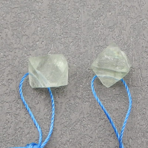 Paire de boucles d'oreilles en pierres précieuses de fluorite avec pépite naturelle, 16 x 14 x 12 mm, 6,7 g