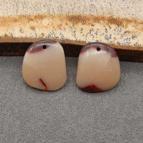 Perles de boucles d'oreilles naturelles Mookaite Jasper Gemstone, 17 x 15 x 4 mm, 3,6 g