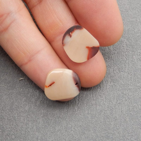 Perles de boucles d'oreilles naturelles Mookaite Jasper Gemstone, 17 x 15 x 4 mm, 3,6 g