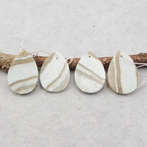 4 PCS Natural Hemimorphite Pendant Beads 30*20*3mm, 28*20*2mm, 13.0g