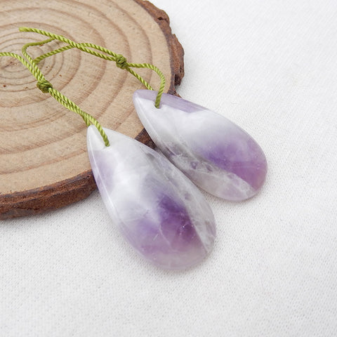 New Natural Stone Amethyst Teardrop Earring Beads, Drilled Earrings For Jewelry DIY Making,Purple Stone Earrings