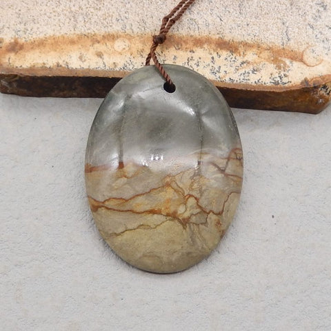 Natural Biggs Jasper Pendant Bead 40*30*7mm, 12.2g