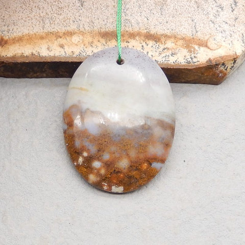 Natural Ocean Jasper Pendant Bead 40*30*7mm, 12.9g