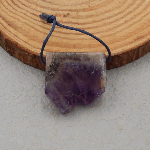 Natural Amethyst Pendant Bead 25*25*6mm, 7.9g