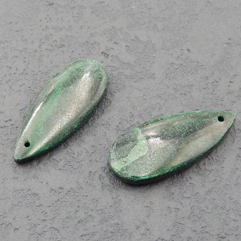 Natural Malachite Earring Beads 29x12x4mm, 7.0g