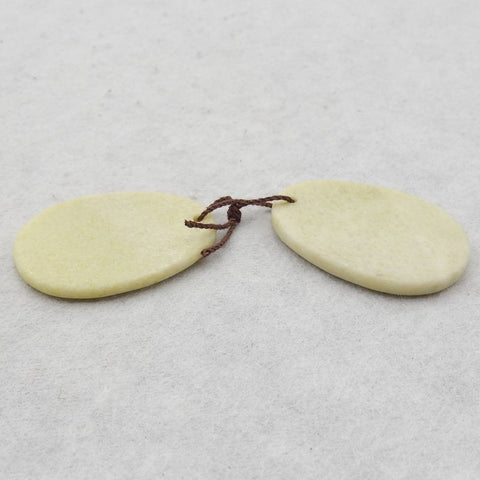 Serpentine Simple Carvings Oval Earrings Stone 一对，用于制作耳环的石头，35x25x2mm，7.9g