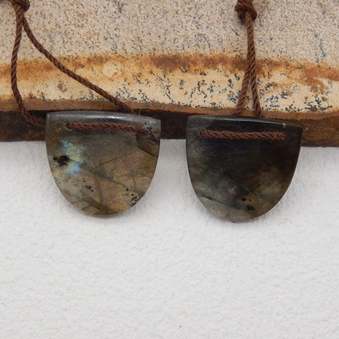 Natural Labradorite Earring Beads 16*17*4mm, 4.0g