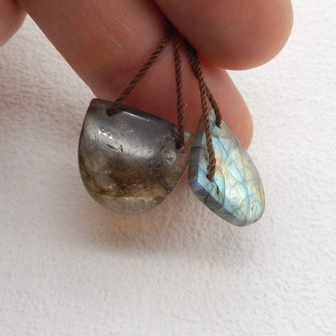 Natural Labradorite Earring Beads 16*17*4mm, 4.0g