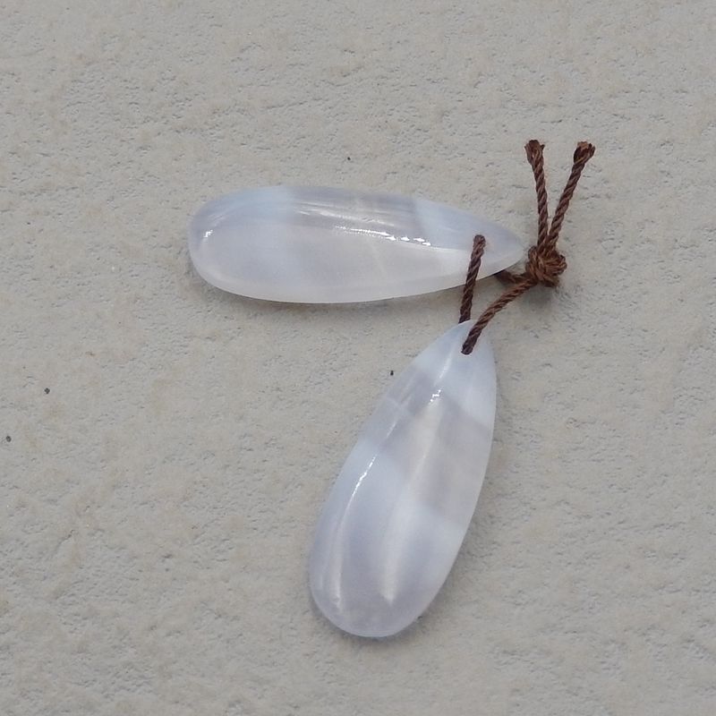 Blue Lace Agate Teardrop Boucles d'oreilles Stone Pair, pierre pour la fabrication de boucles d'oreilles, 29x11x4mm, 4.2g