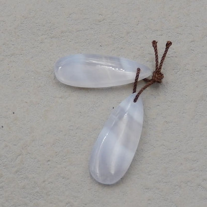 Blue Lace Agate Teardrop Boucles d'oreilles Stone Pair, pierre pour la fabrication de boucles d'oreilles, 29x11x4mm, 4.2g