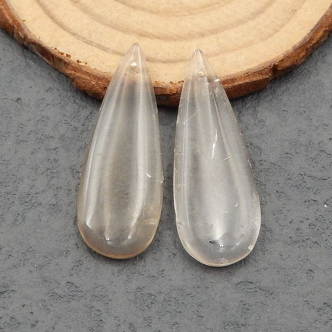 Paire de Boucles d'Oreilles Quartz Blanc Naturel 35x13x4mm, 5.6g