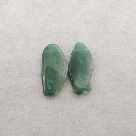 2 PCS Nugget (Rough Sides) Natural Green Chalcedony Gemstone ,28x14x4mm, 7g