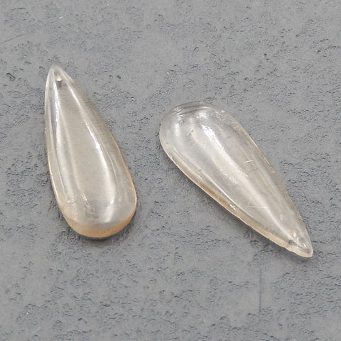 Paire de Boucles d'Oreilles Quartz Blanc Naturel 35x13x4mm, 5.6g