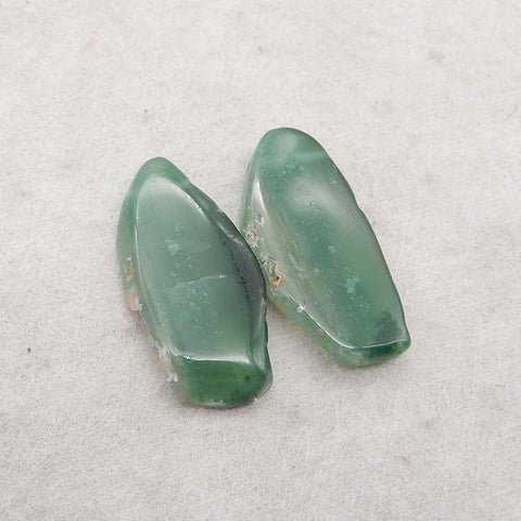 2 PCS Nugget (Rough Sides) Natural Green Chalcedony Gemstone ,28x14x4mm, 7g