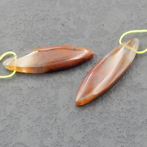 Paire de boucles d'oreilles en agate rouge des États en guerre naturels, 41 x 11 x 5 mm, 8,4 g