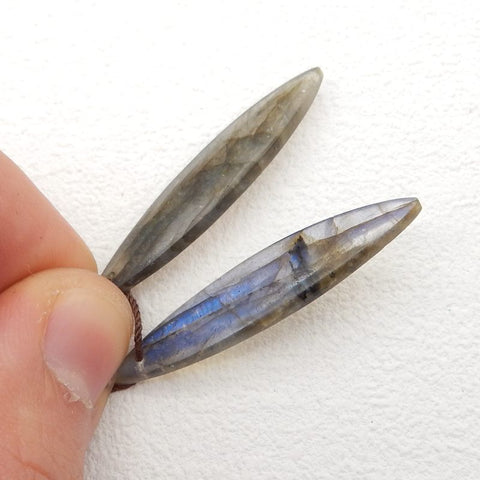 Natural Labradorite Earring Beads 44*10*4mm, 5.5g