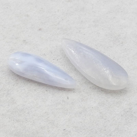 2 PCS Natural Blue Lace Agate Pendant Beads 30*12*5mm, 26*10*4mm, 4.5g